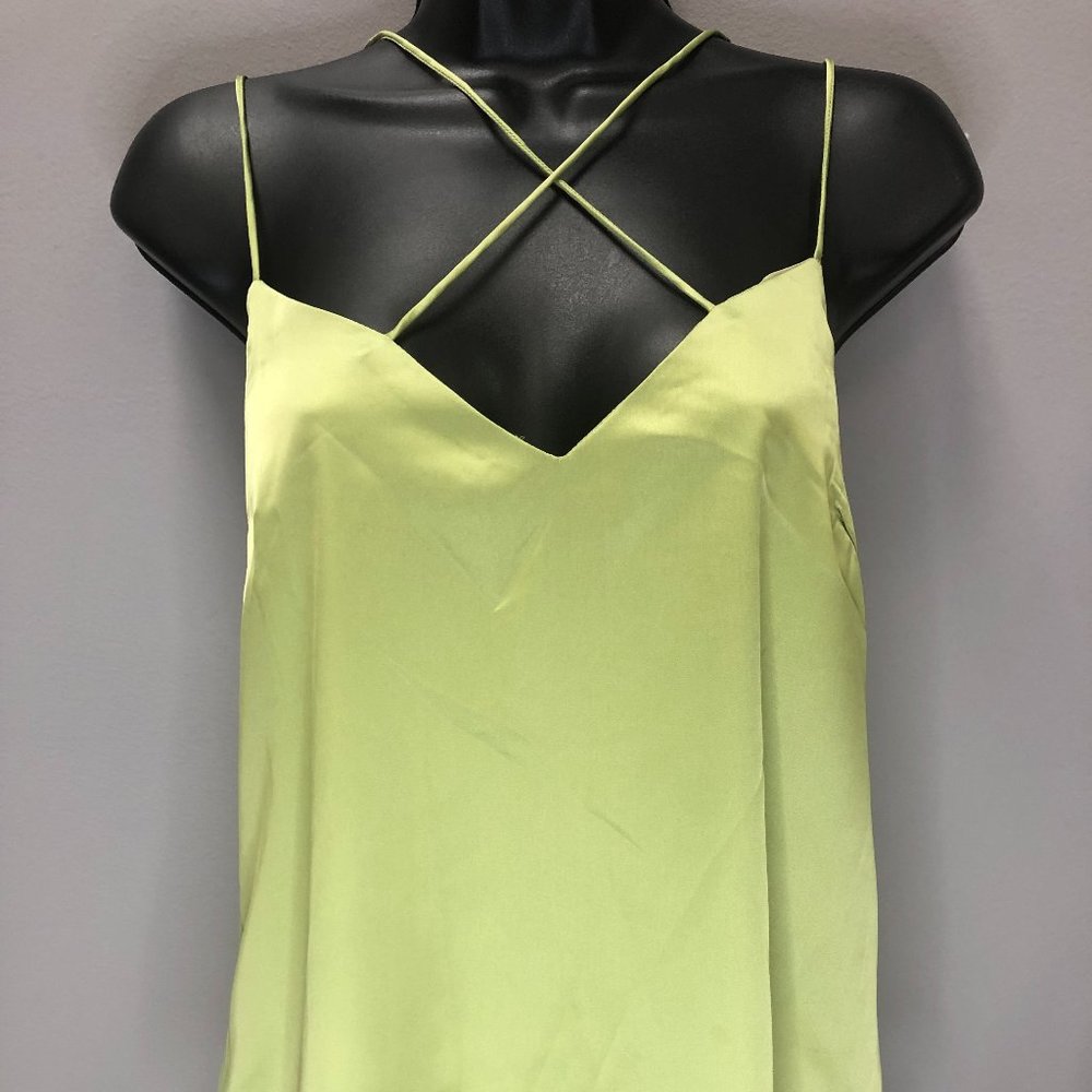 Blue Blush Lined Satin Feel Lime Green Cami